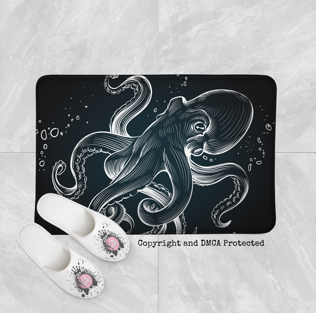 Octo Bubbles Octopus Shower Curtains and Optional Bath Mats