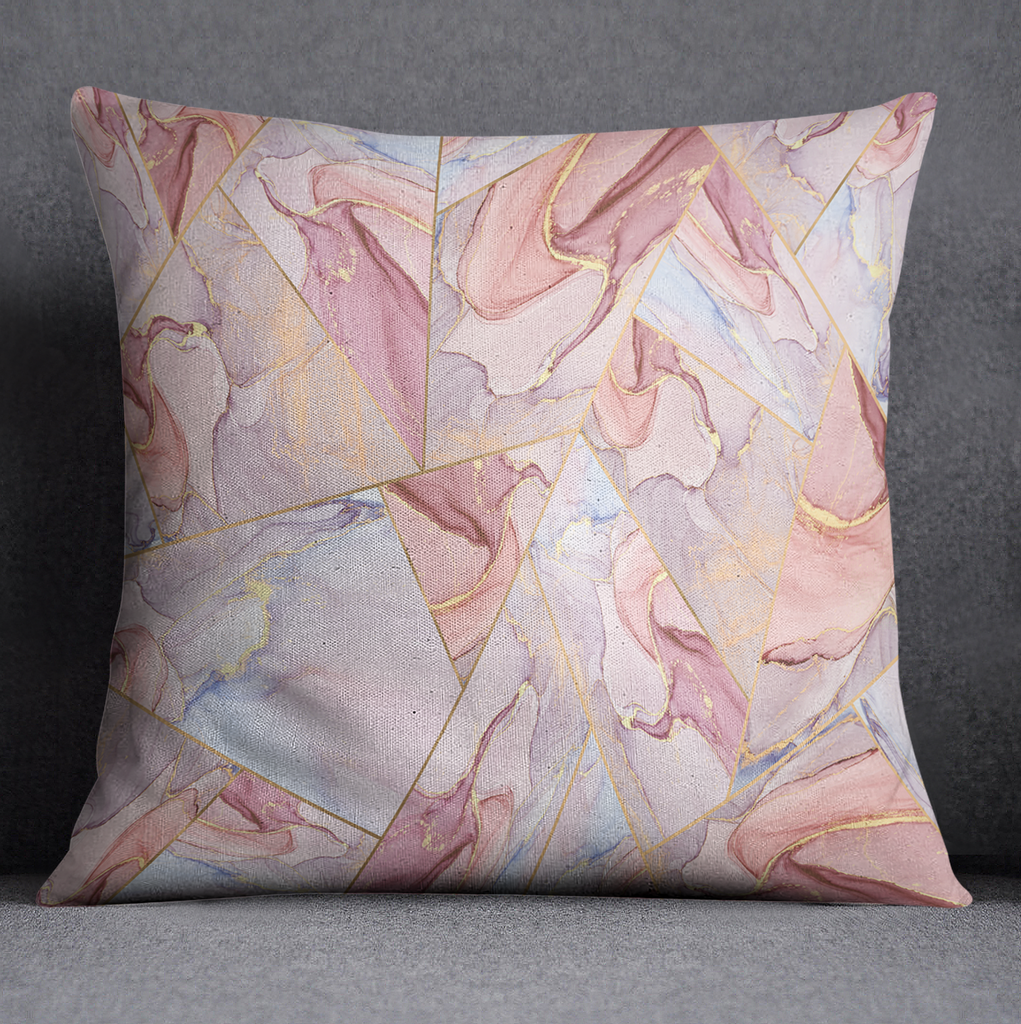Pink Gold Geometric Stained Glass Throw Pillow