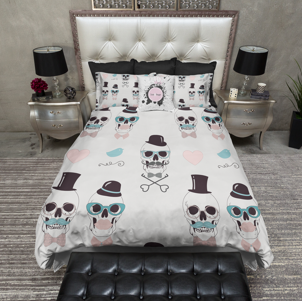 Hipster Couple Skull Bedding Collection