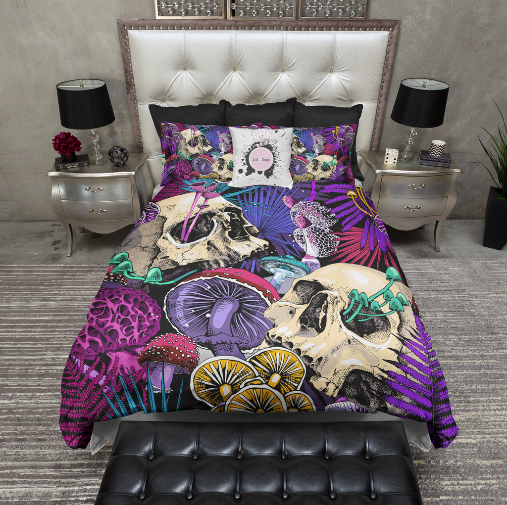 Lets Take a Trip Mushroom Skull Bedding Collection