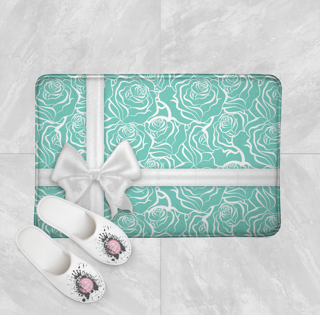 Tiffany Rose Bow Shower Curtains and Optional Bath Mats