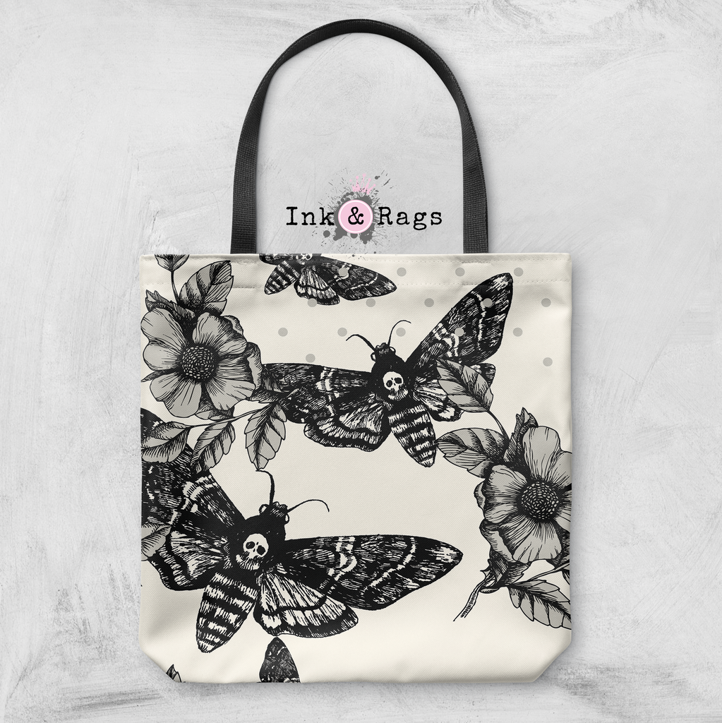 Death Moth and Flower CREAM Casual Tote