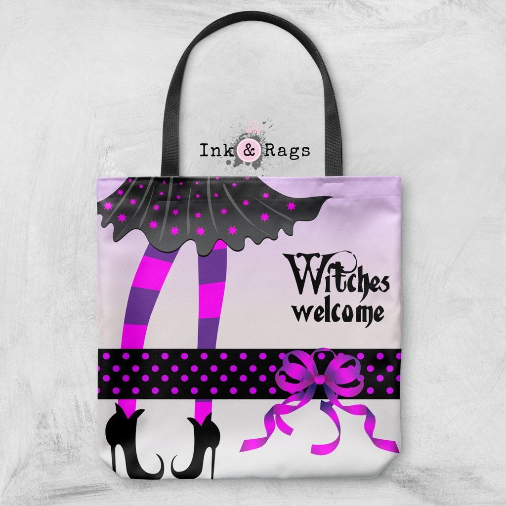 Purple Witches Welcome Halloween Tote