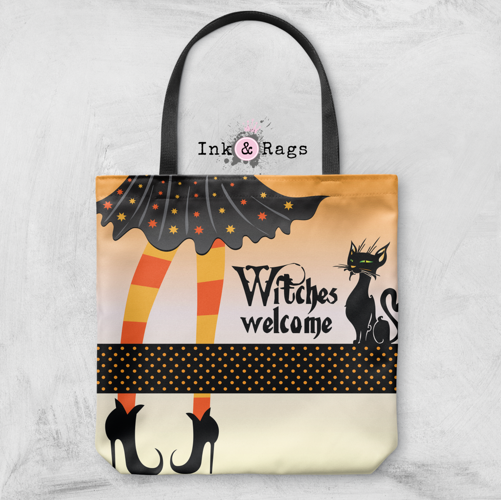 Orange Witches Welcome Halloween Tote
