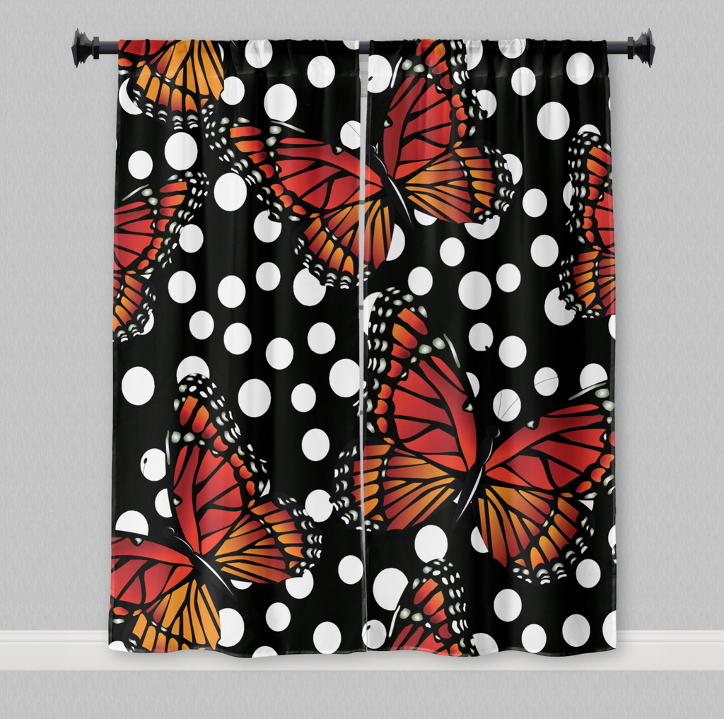 Monarch Butterfly Polka Dot Curtains