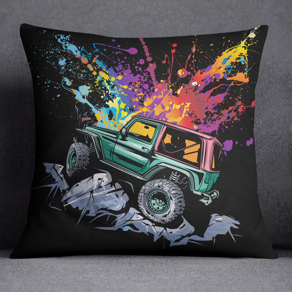Neon Jeep Throw Pillow