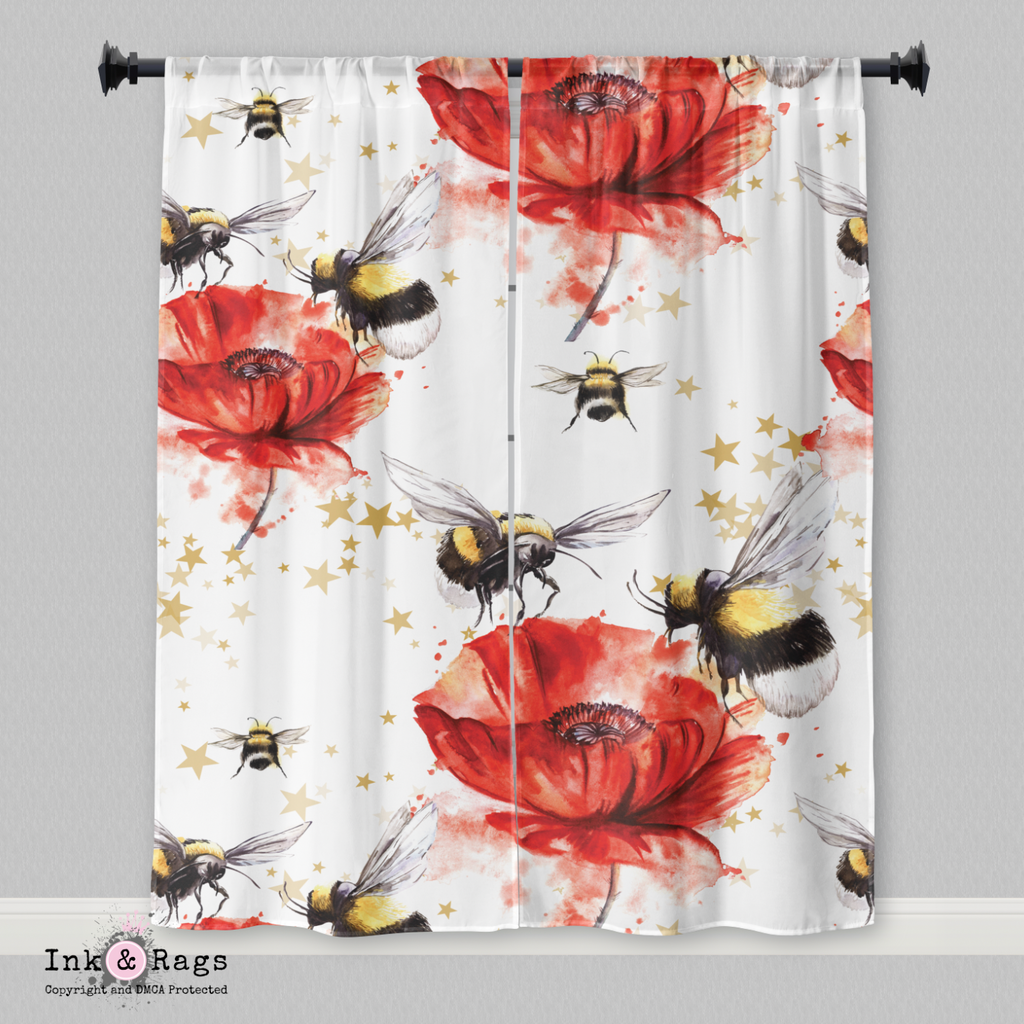 Sweet Bee Poppy Curtains