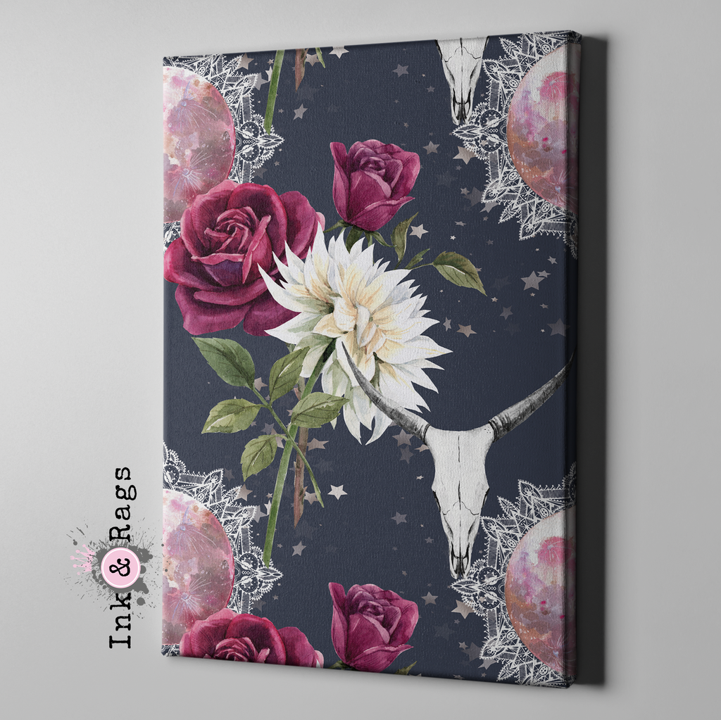 Copy of 3D Henna Style Poppy and Skull Gallery Wrapped Canvas