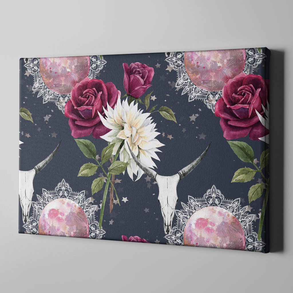 Copy of 3D Henna Style Poppy and Skull Gallery Wrapped Canvas