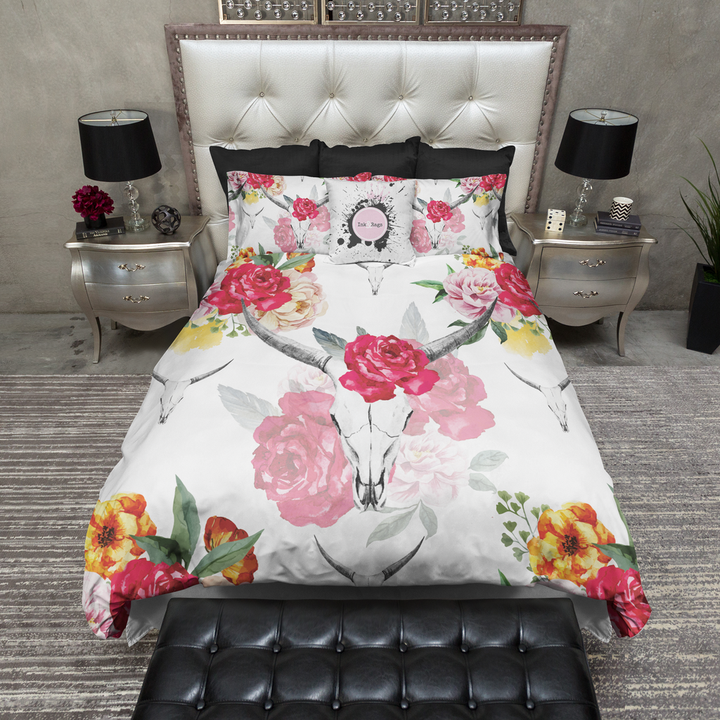 Bull Skull and Spring Flower Bedding Collection