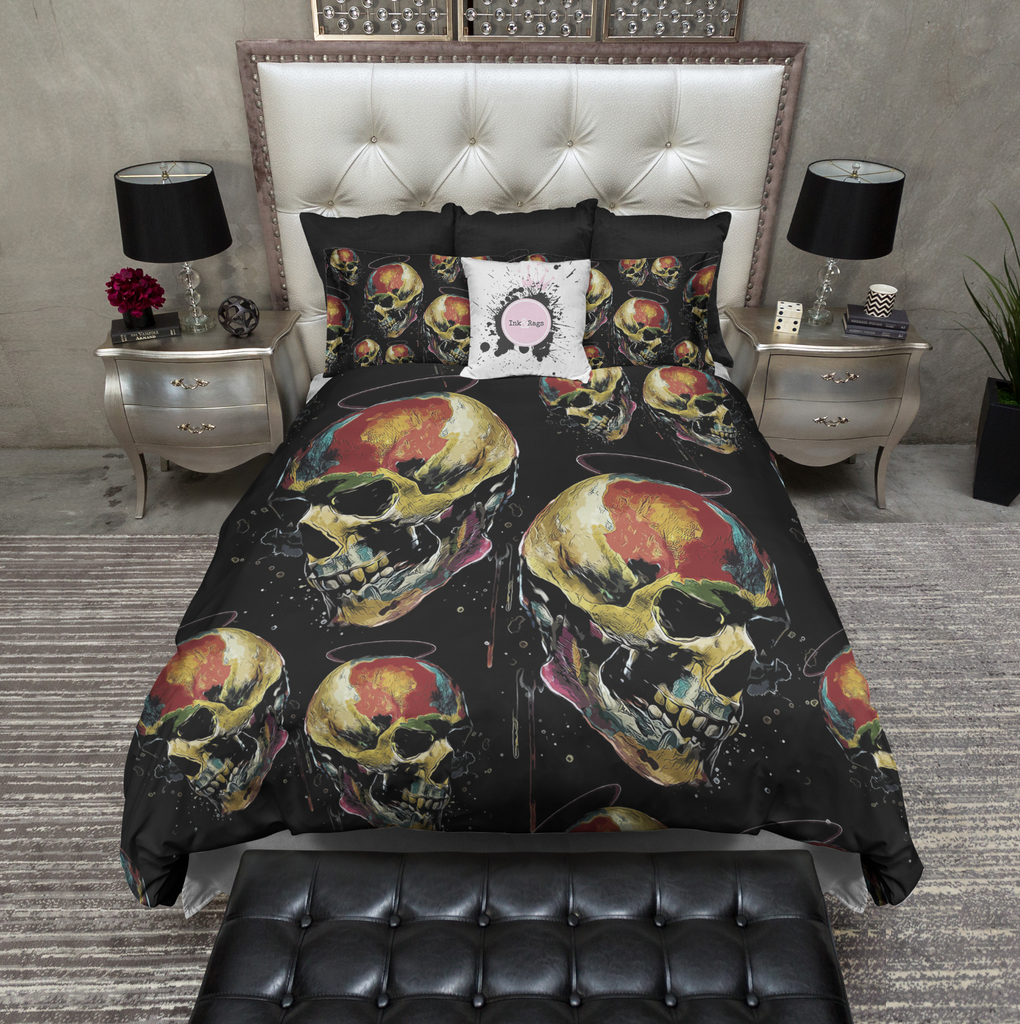 Grunge Halo Skull Bedding Collection