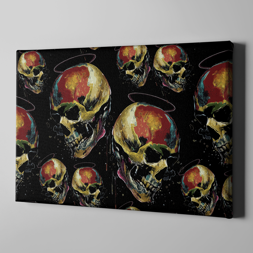 Grunge Halo Skull Gallery Wrapped Canvas