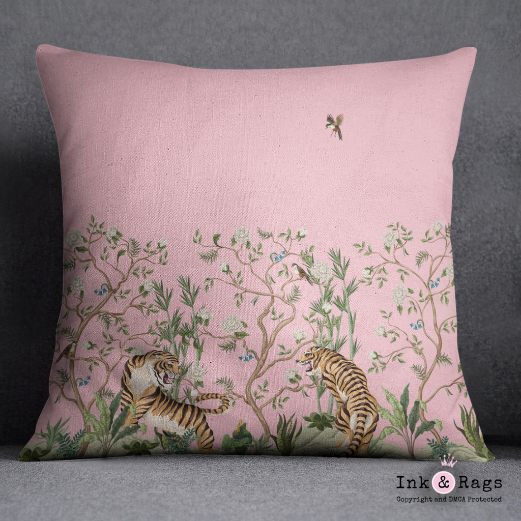 Pink Tiger Decorative Throw and Pillow Cover Set