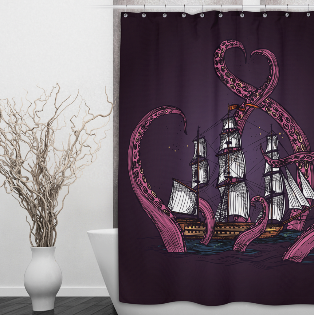 IN STOCK SAMPLE Purple Kraken - 70 x 90 XLong Shower Curtain