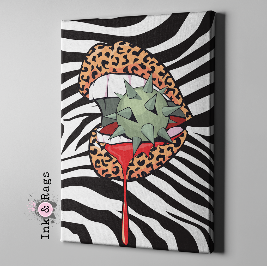 Leopard Lips Spike Bomb Gallery Wrapped Canvas