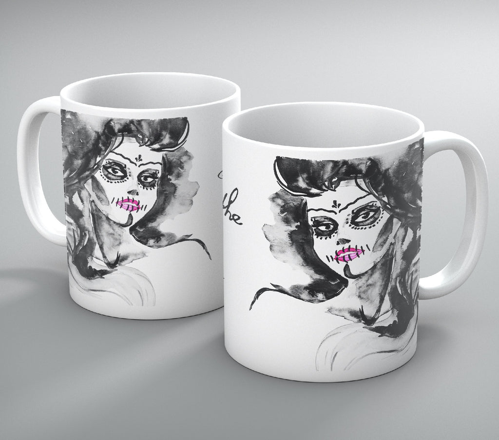 Day of the Dead Painted Lady Mug Set of 2