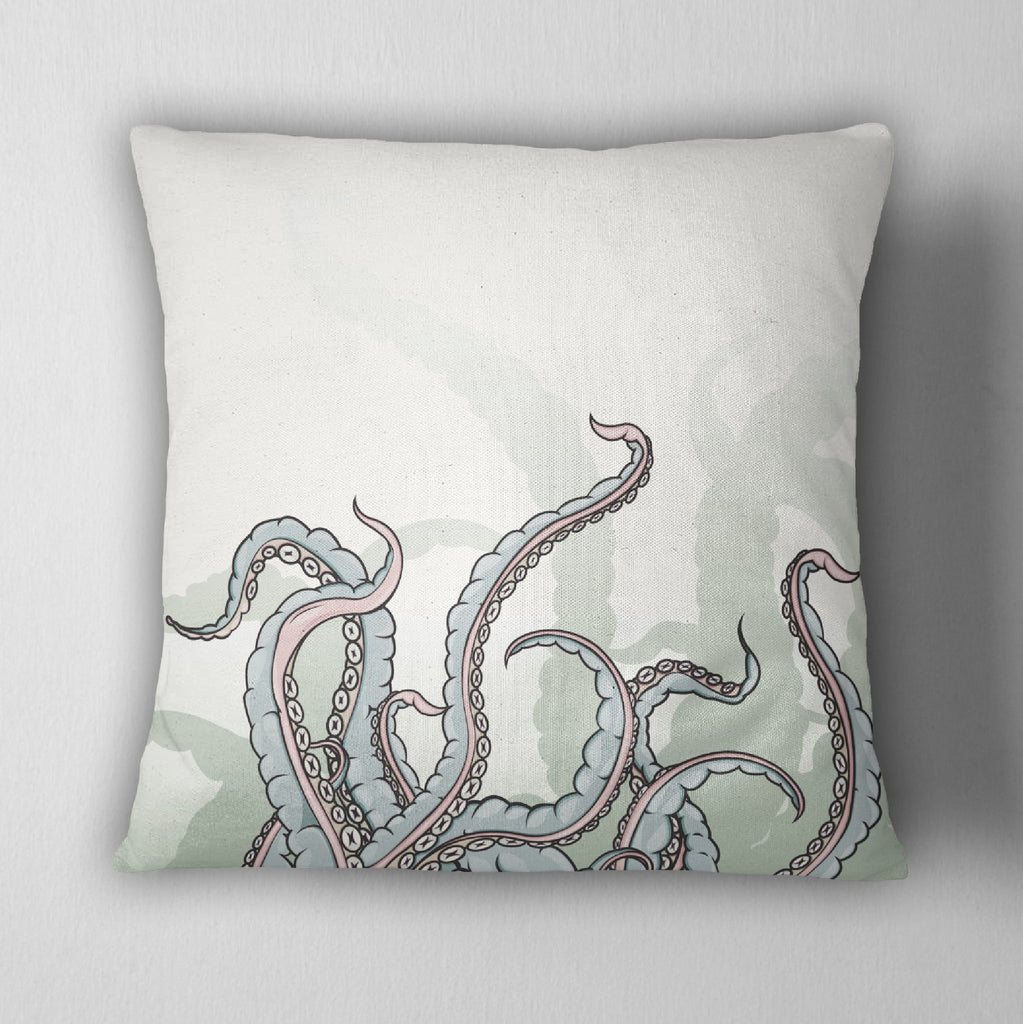 Pastel Watercolor Octopus Tentacle Throw Pillow