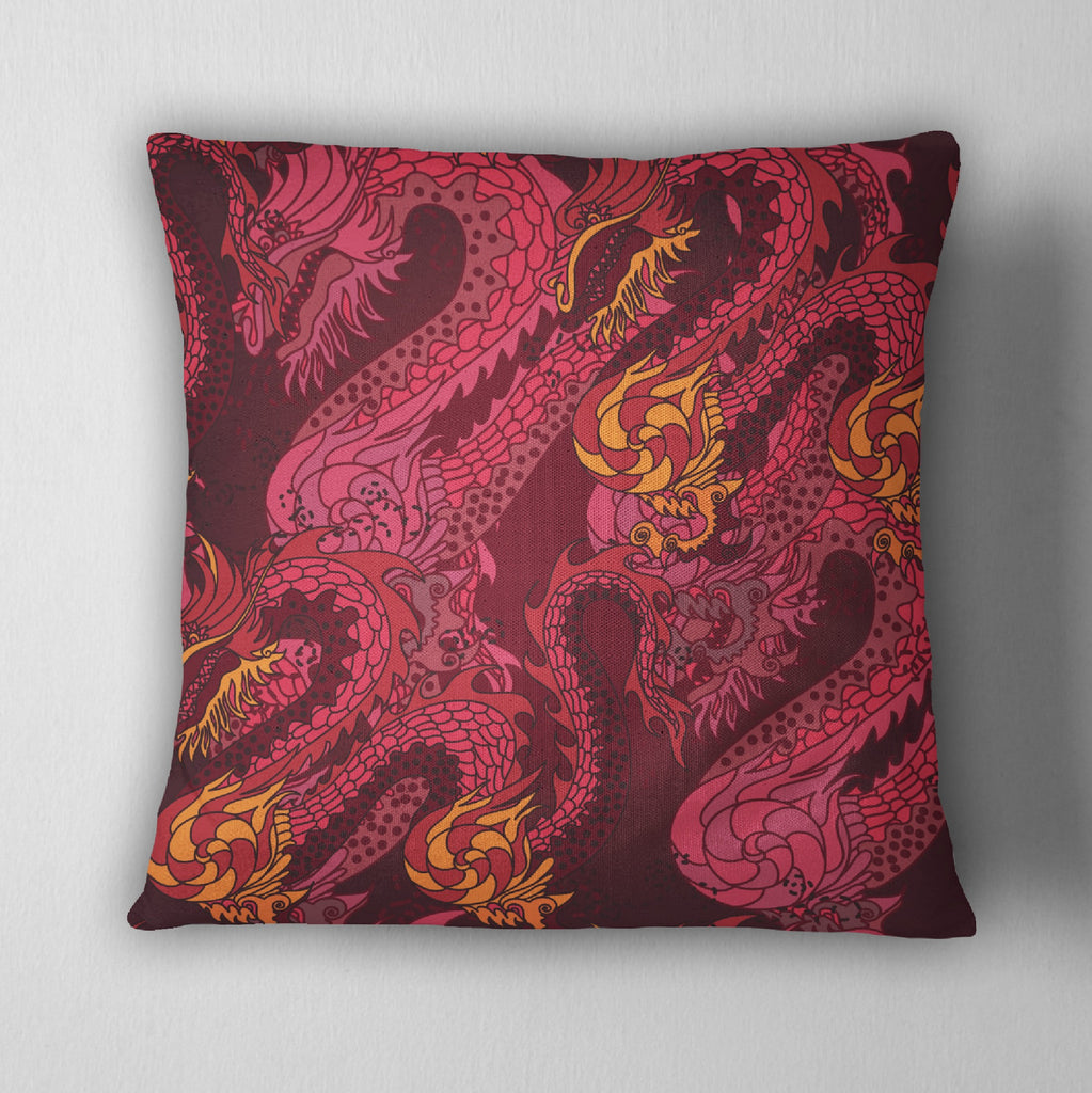 Fire Dragon Throw Pillow
