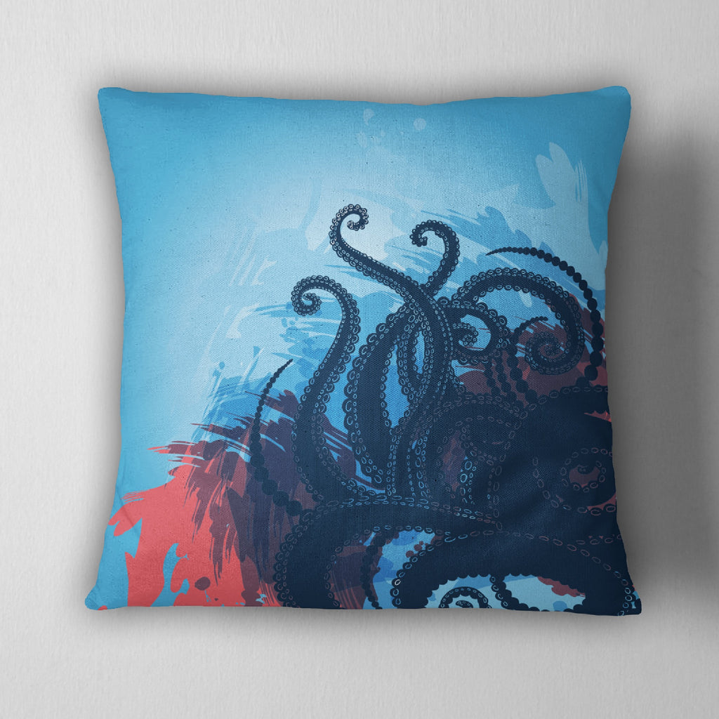Ocean Blue Octopus Tentacle Throw Pillow