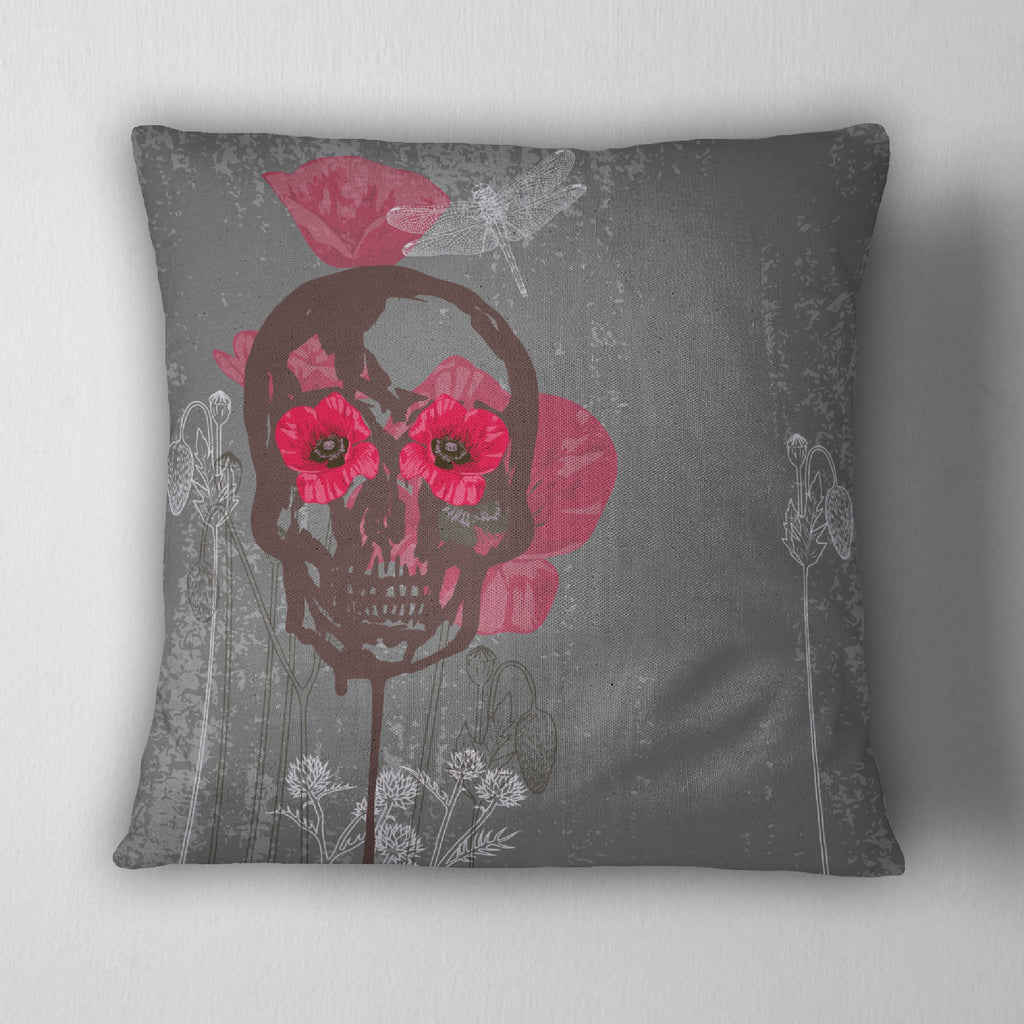 Poppy & Skull Throw Pillow