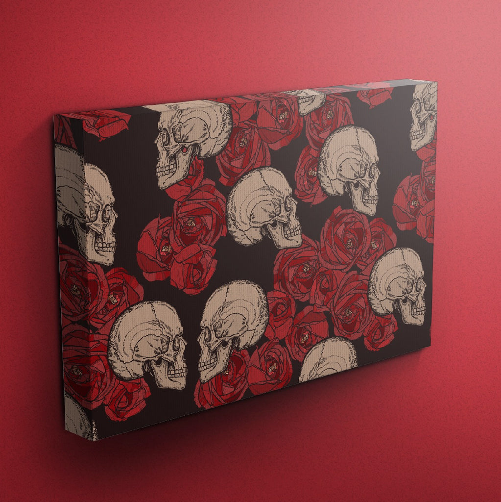 Red Rose Skull Gallery Wrapped Canvas