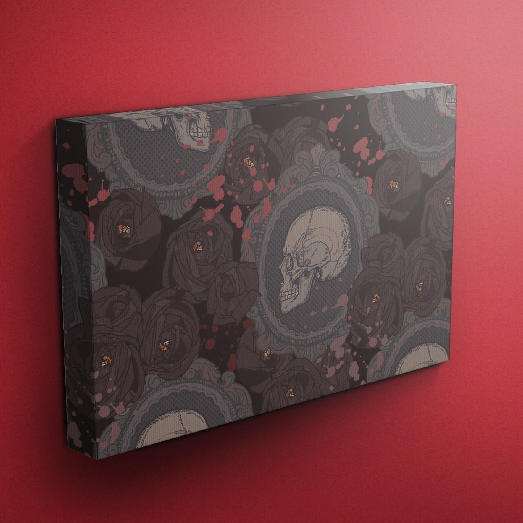 Dark Cameo Rose Skull Gallery Wrapped Canvas