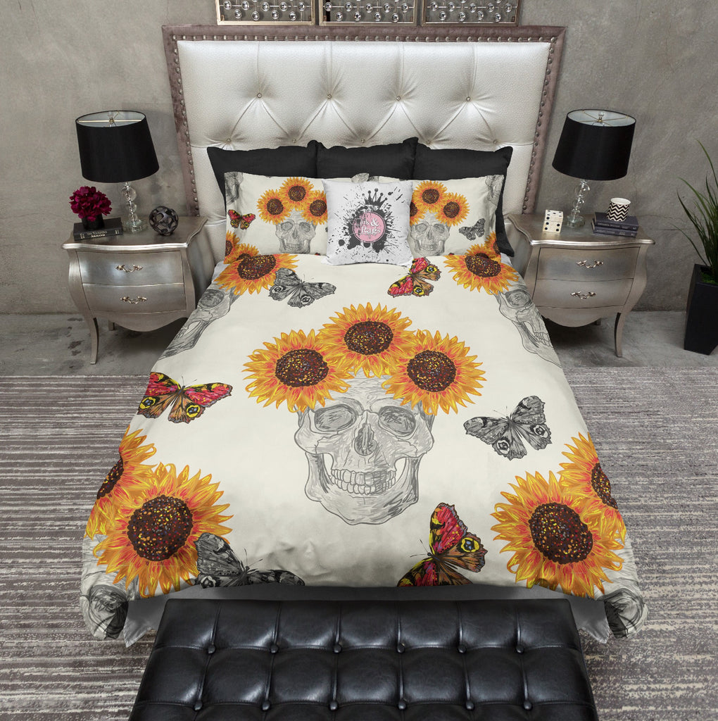 Butterfly Sunflower Skull CREAM Bedding Collection