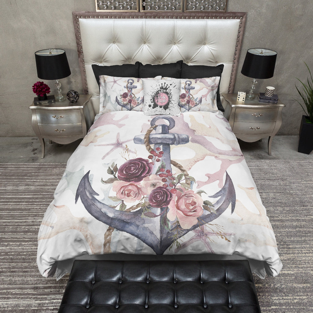 Anchor Rose Coral Starfish Nautical Bedding Collection