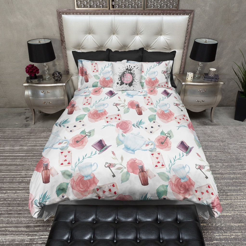 Soft Watercolor Alice in Wonderland Inspired Bedding Collection