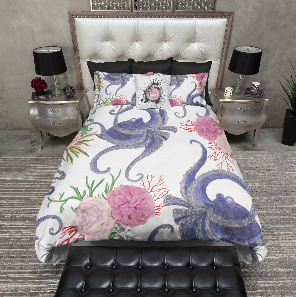 Hand Drawn Pencil Octopus Flower Bedding Collection