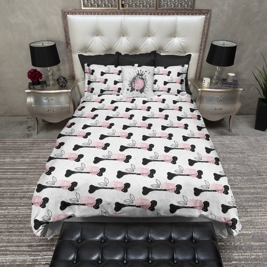 Pink Rose and Bones Bedding Collection