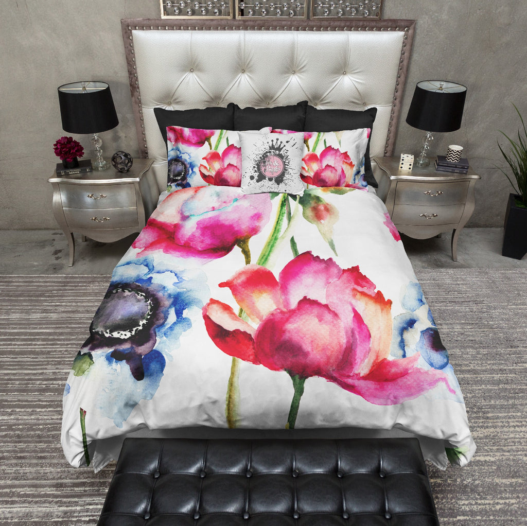 Colorful Watercolor Poppy Flower Bedding Collection