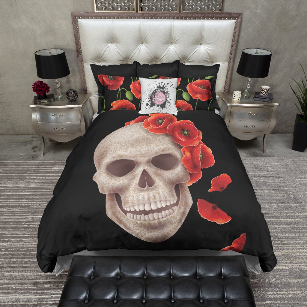 3D Henna Style Poppy and Sugar Skull Bedding Collection