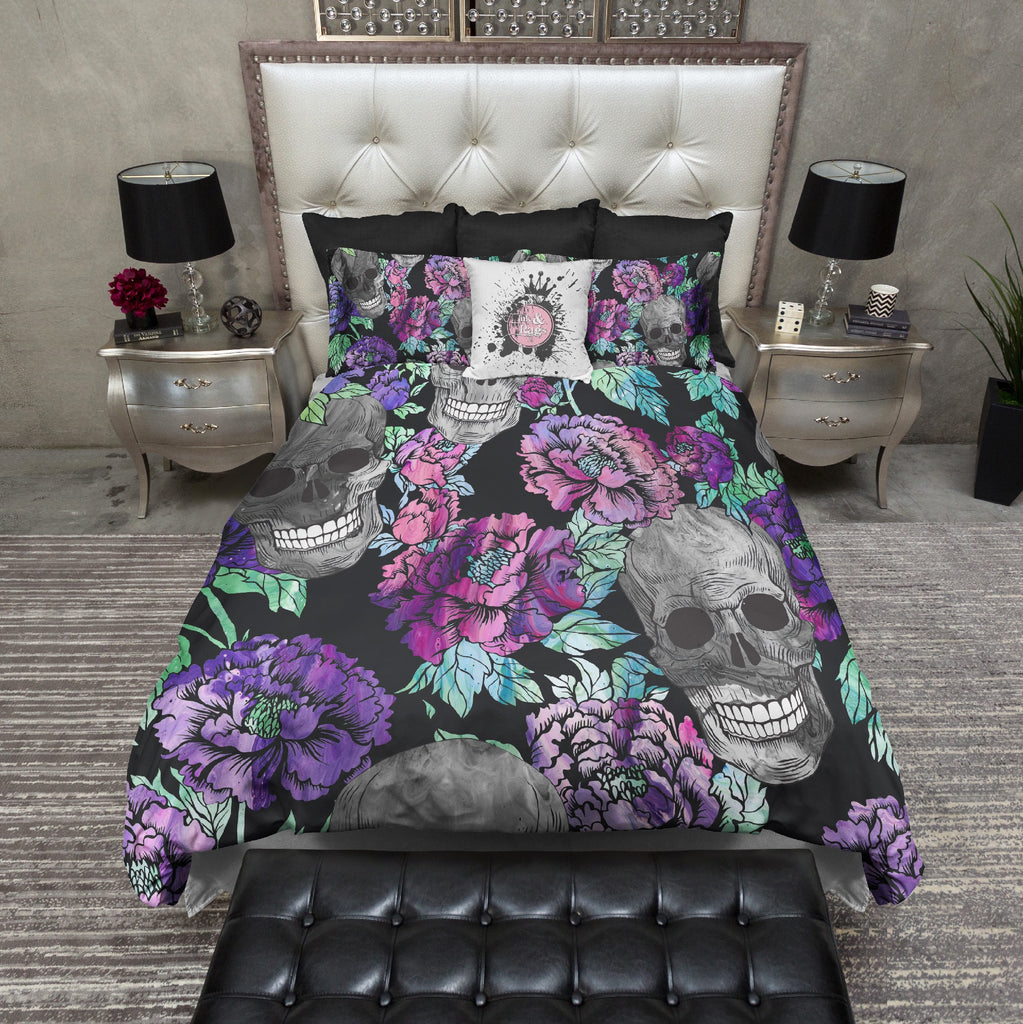 Marbled Flower and Skull Bedding Collection