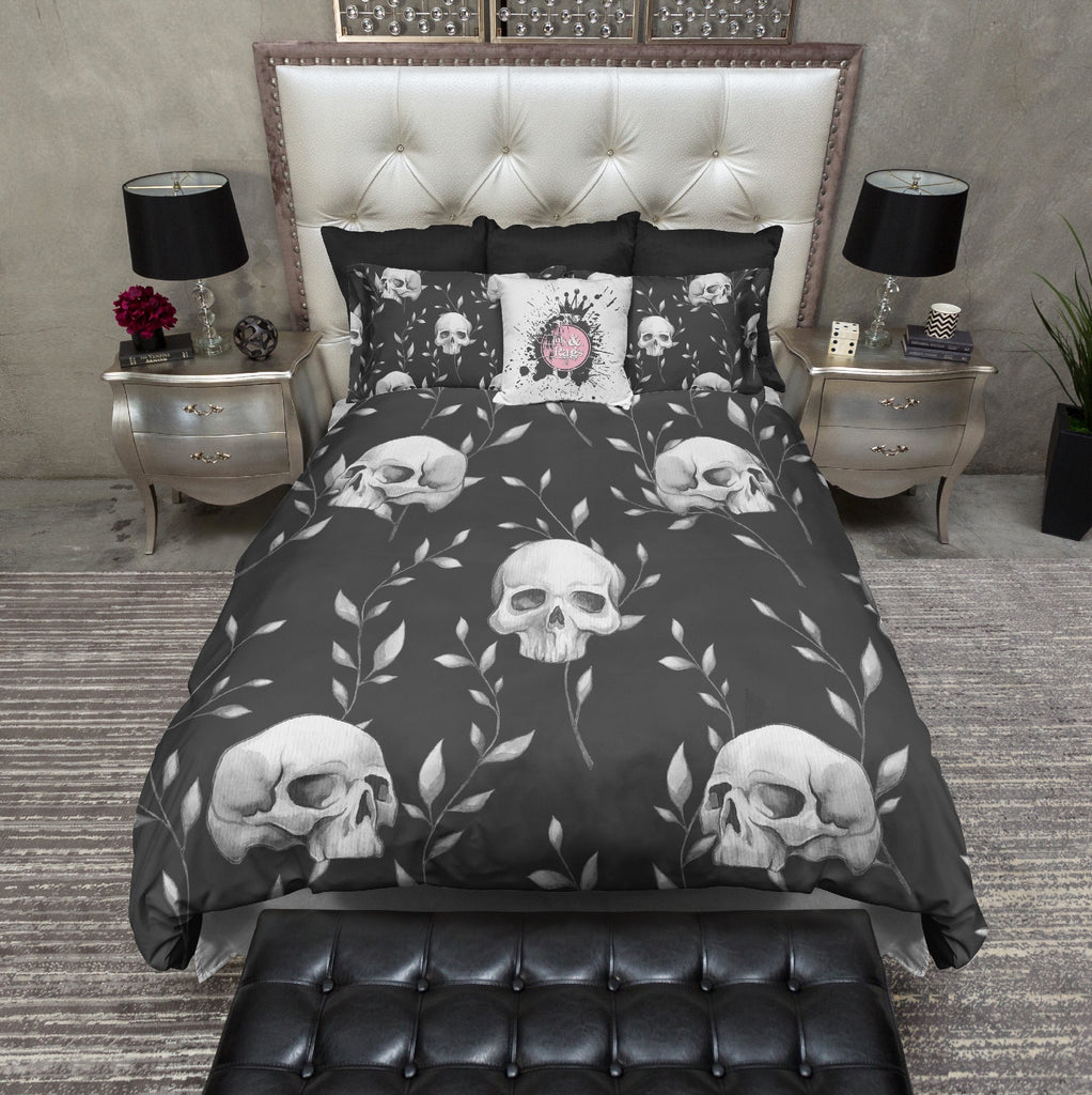 Slate Grey Skull and Branch Bedding Collection