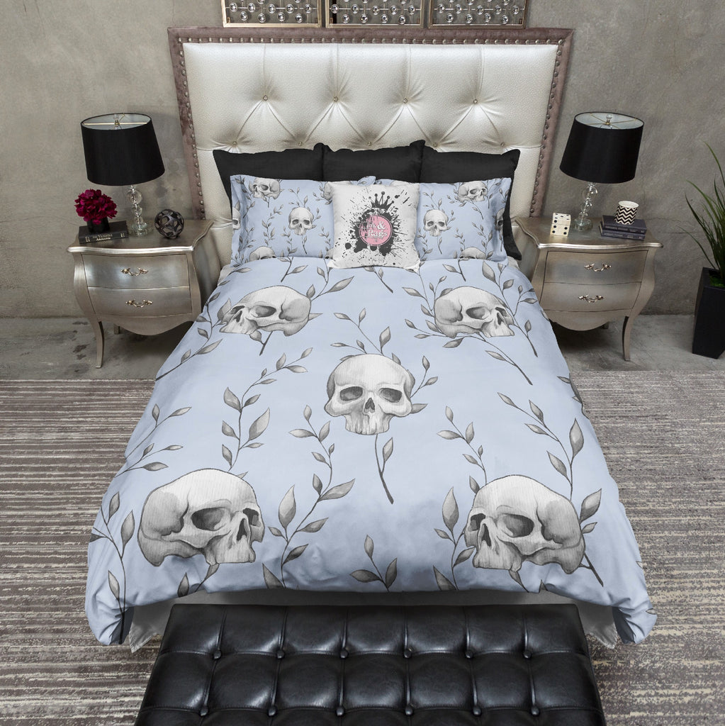 Powder Blue Skull and Branch Bedding Collection