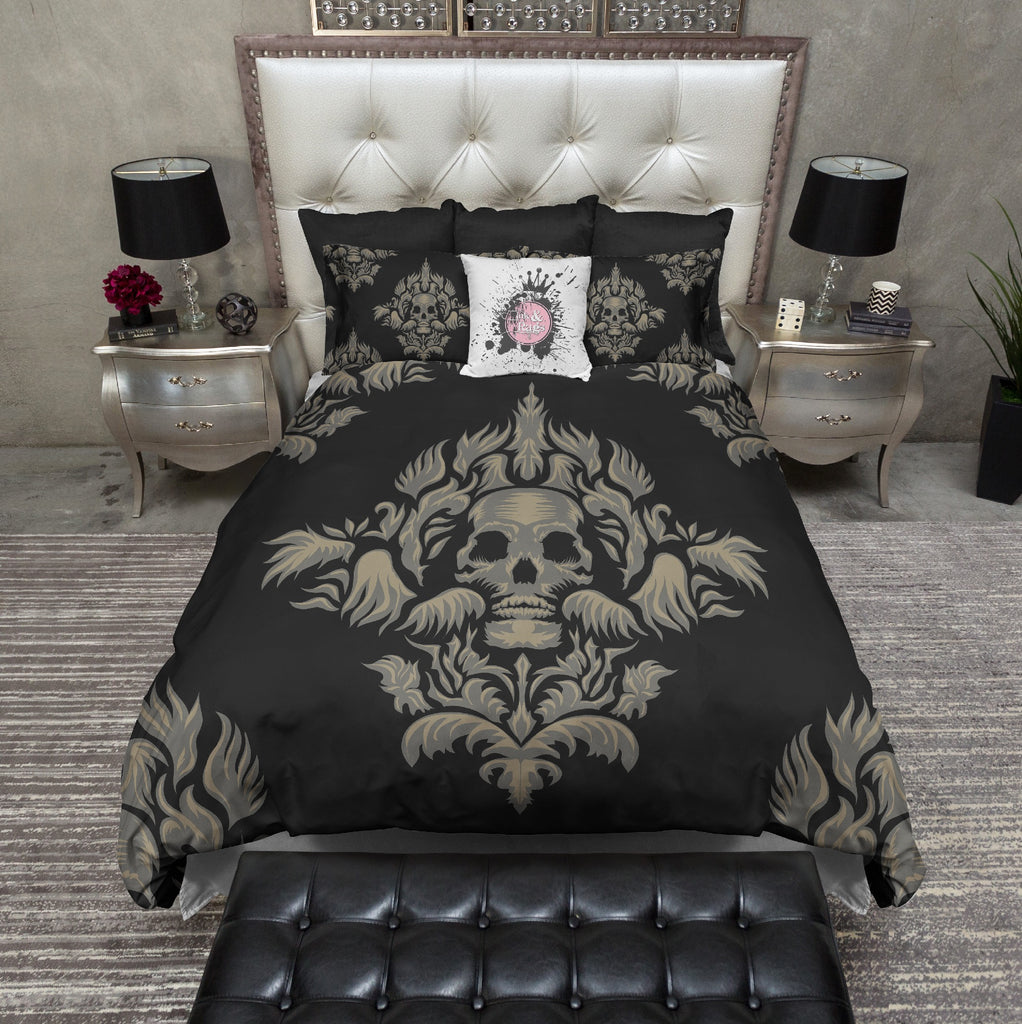 Grey and Tan Skull CREAM Bedding Collection