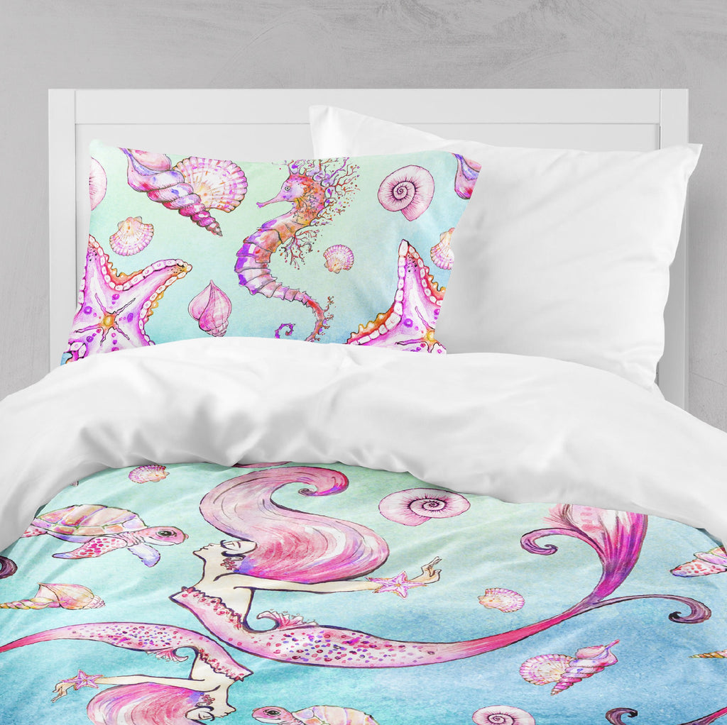 Siren of the Sea Watercolor Mermaid Crib and Toddler Bedding Collection