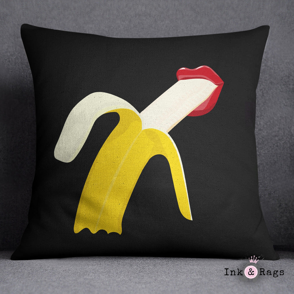 Healthy Breakfast Banana Lips Throw Pillow