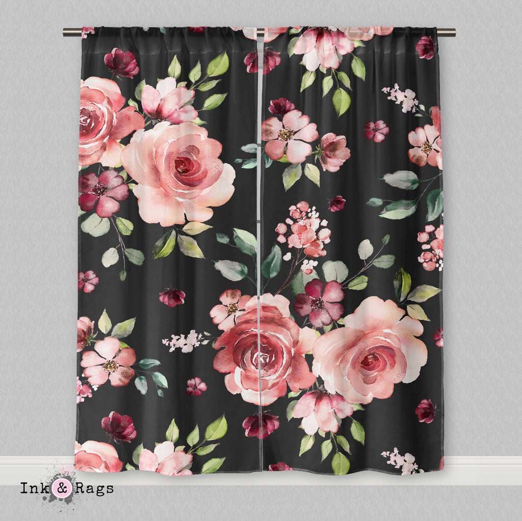 Dark Pink Rose Curtains