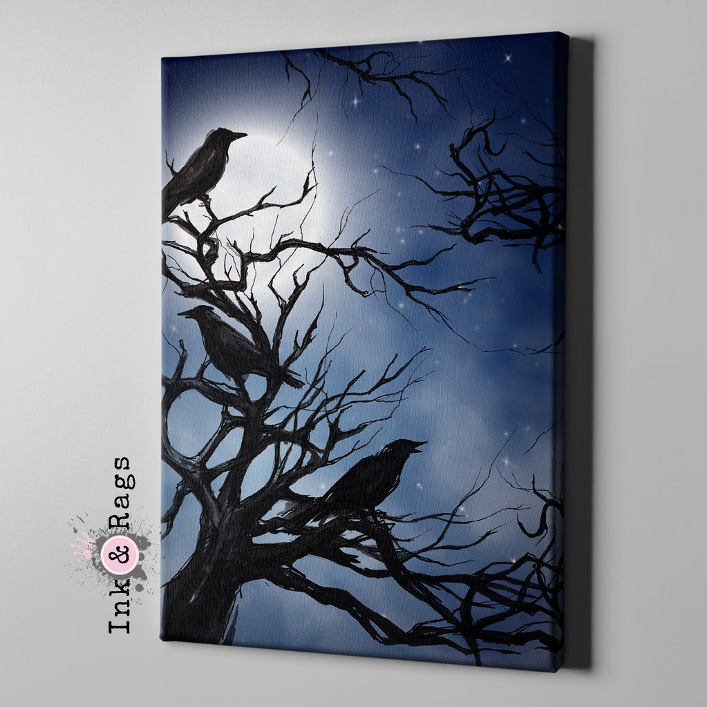 Ravens in the Moonlight Gallery Wrapped Canvas