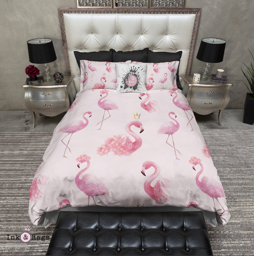 Princess Flamingo with Gold Crowns Bedding Collection