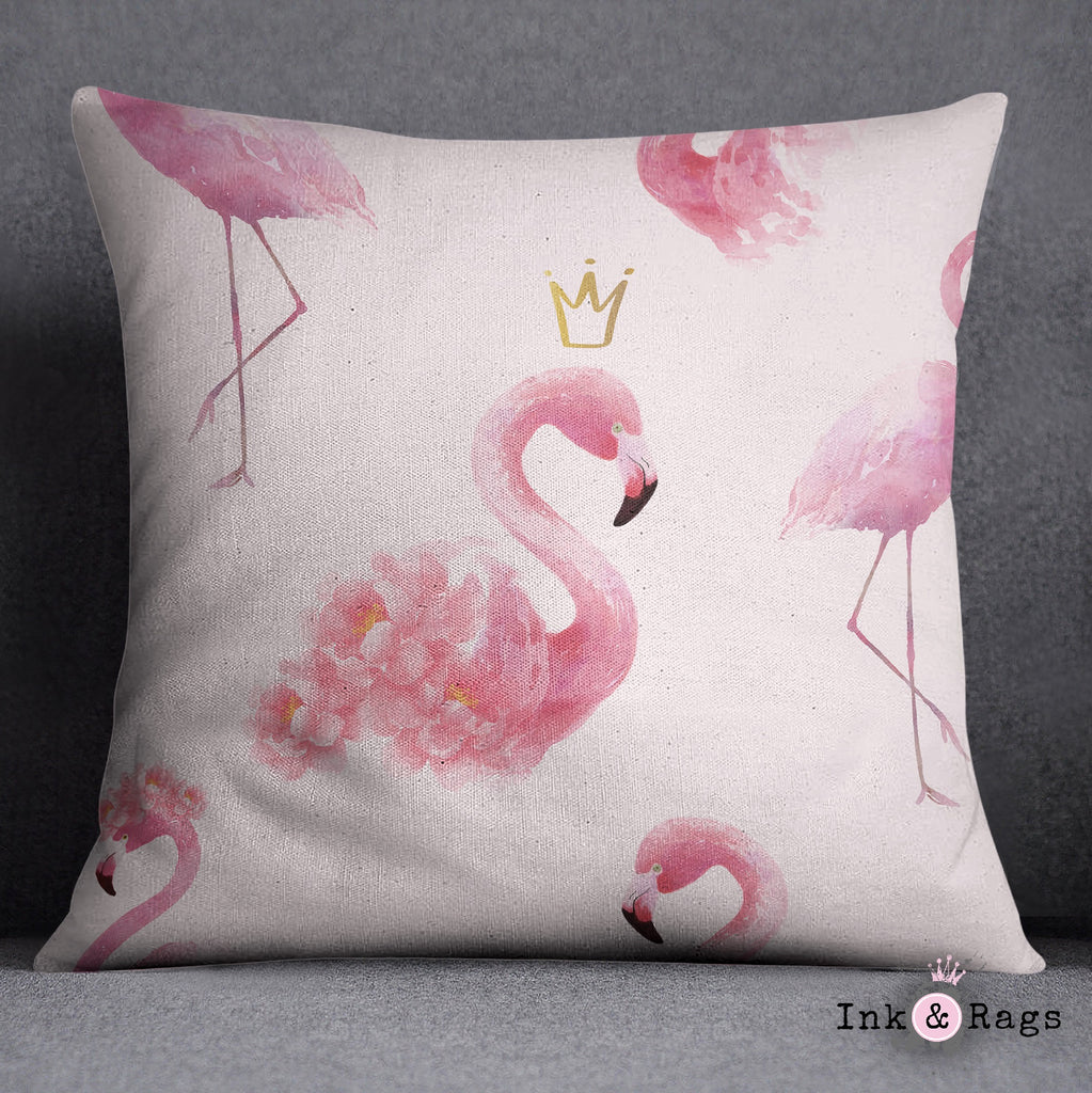 Princess Flamingo with Crowns Decorative Throw and Pillow Cover Set