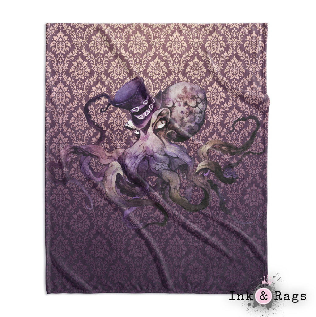 GothOctopus Gothic Purple Octopus Decorative Throw and Pillow Cover Set