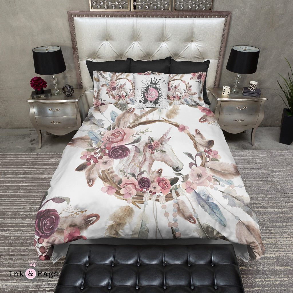 Unicorn Dreamcatcher and Rose Bedding Collection