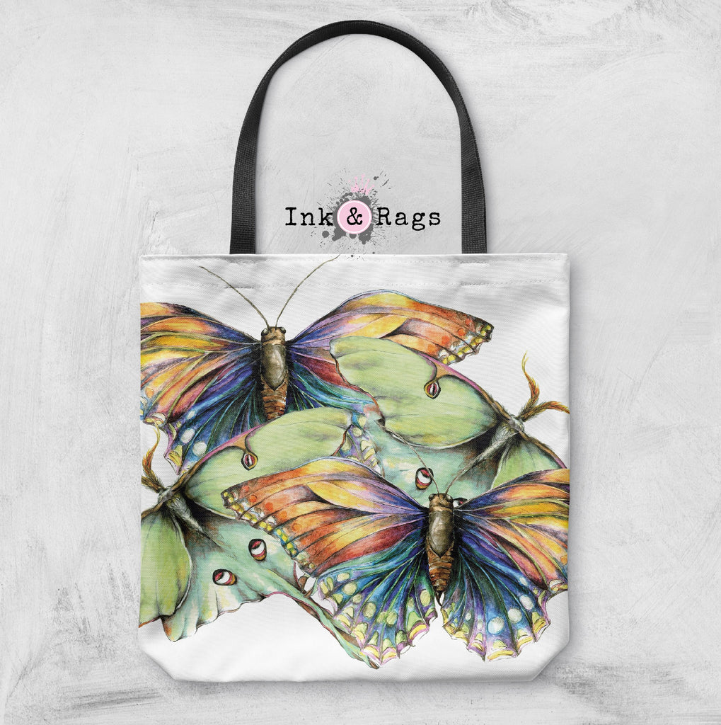 Butterfly and Luna Moth Watercolor Casual Tote