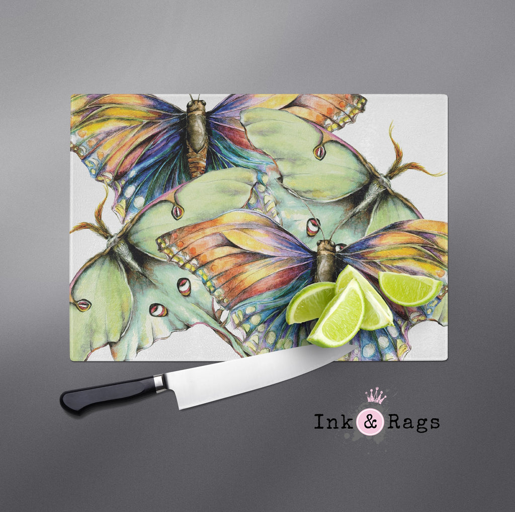 Butterfly and Luna Moth Watercolor Cutting Boards