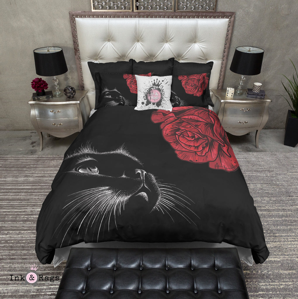 Here Kitty Kitty Red Rose Cat Bedding Collection