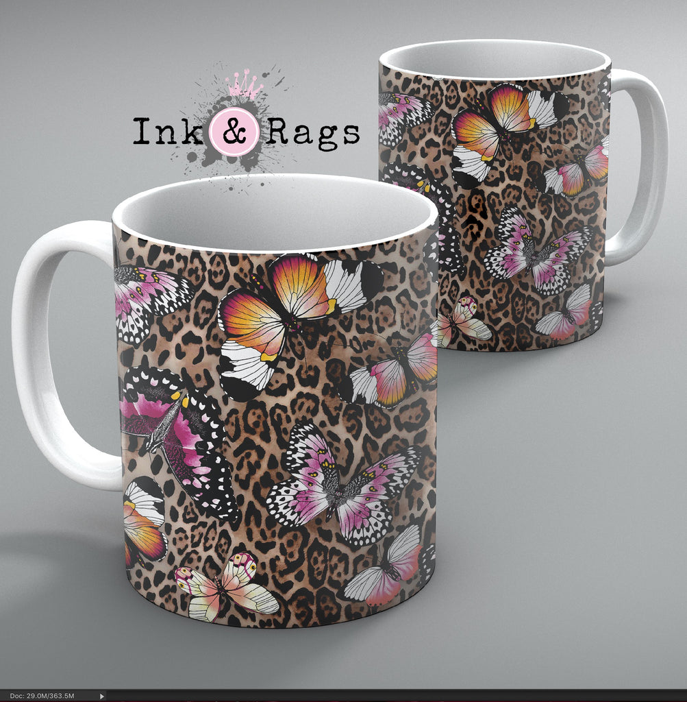 Leopard and Butterfly Mug Set of 2