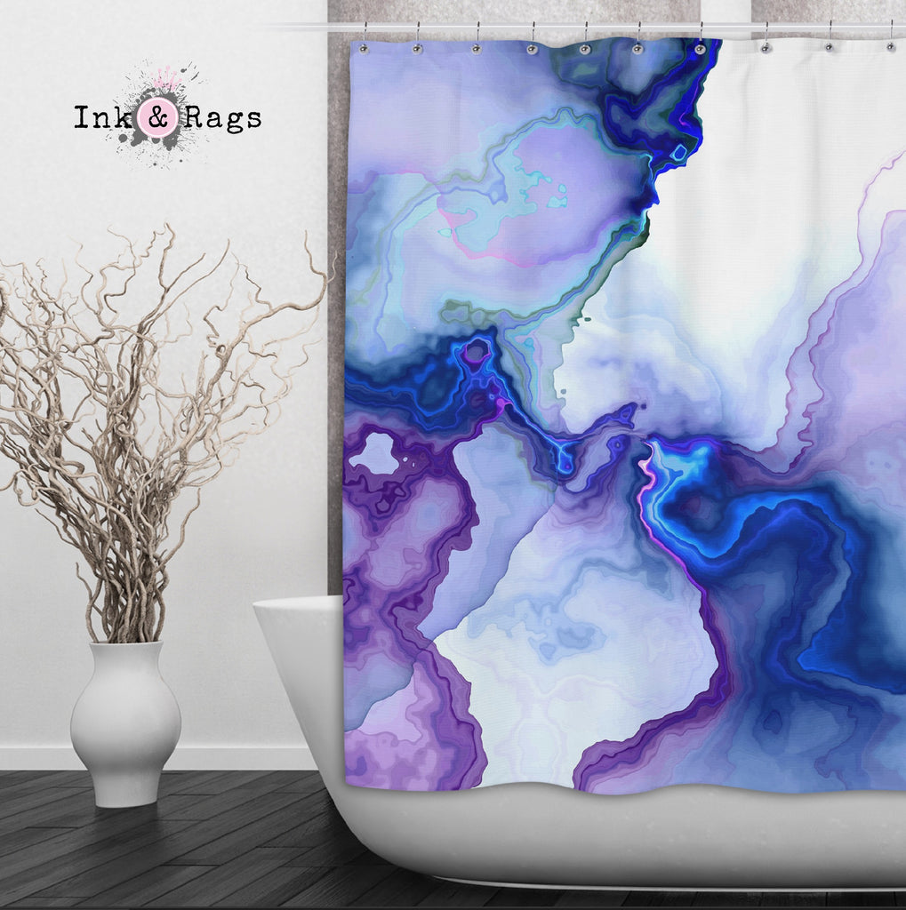 Electric Marble Shower Curtains and Optional Bath Mats